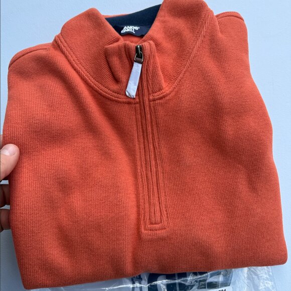 Lands’ End Men's S Bedford Rib‎ Sweater Quarter Zip LS Spiced Apricot 447688 - Picture 7 of 8